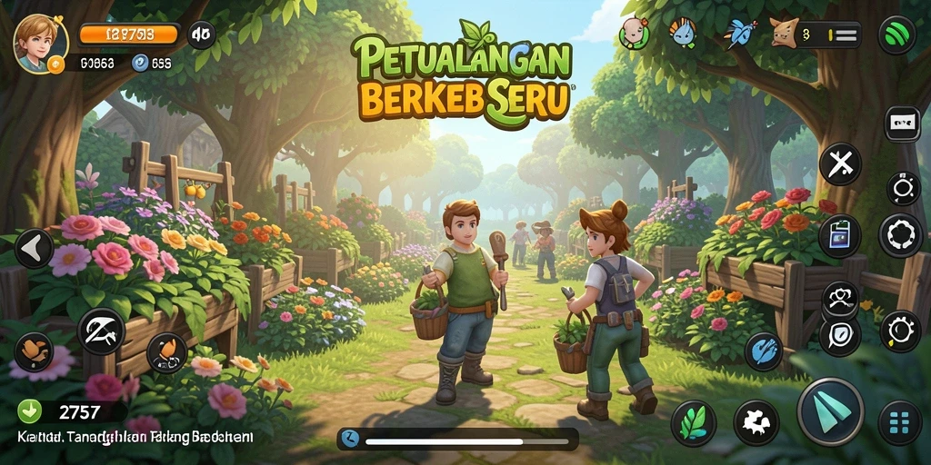 Tampilan gameplay yang menarik dalam berkebun.