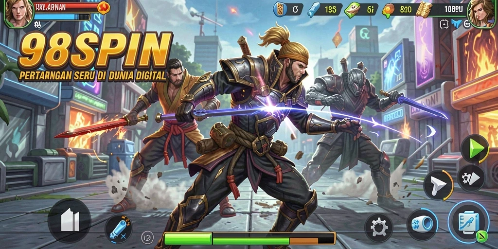 Tampilan aksi mendebarkan dalam gameplay Fighting 98SPIN.