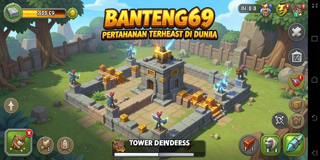 Gameplay BANTENG69 yang seru dalam pertahanan tower.
