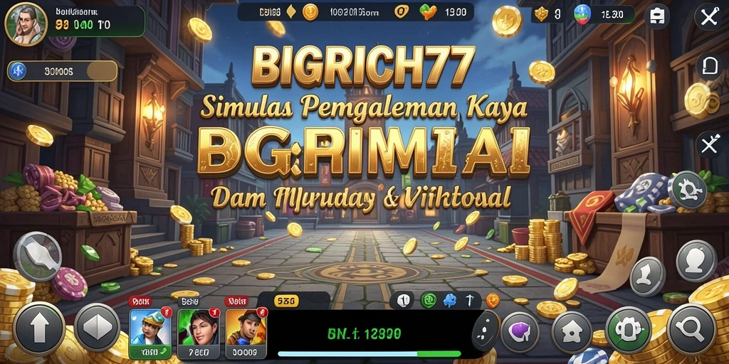 Screenshot gameplay BIGRICH77 yang menunjukkan simulasi kehidupan kaya.