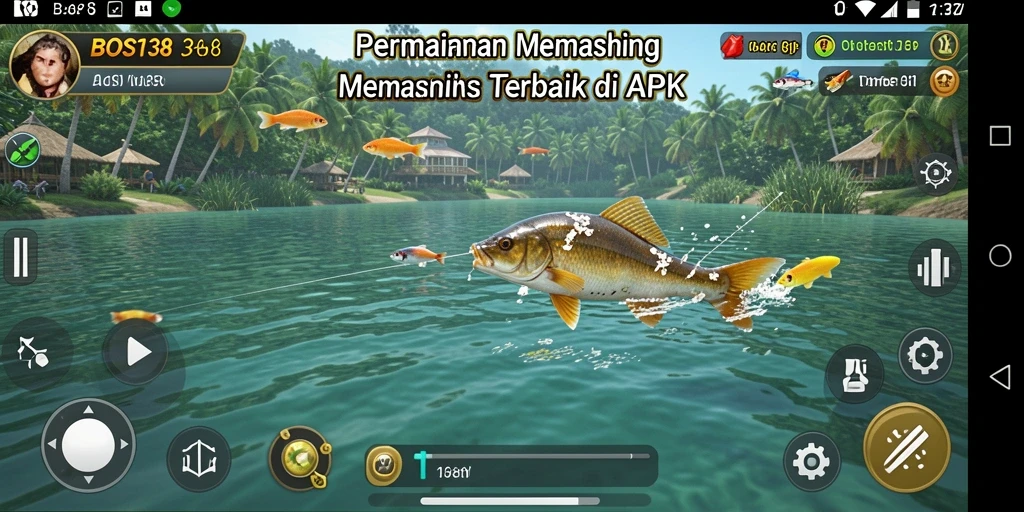 Screenshot gameplay <strong>BOS138</strong> menampilkan aksi seru dalam menangkap ikan.