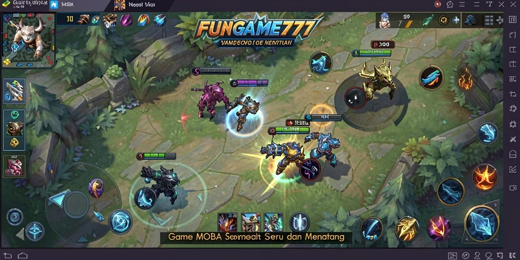 Tampilan gameplay menegangkan di arena pertarungan FUNGAME777.