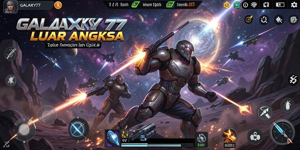 Tangkapan layar gameplay GALAXY77 yang menampilkan aksi pertarungan menegangkan.