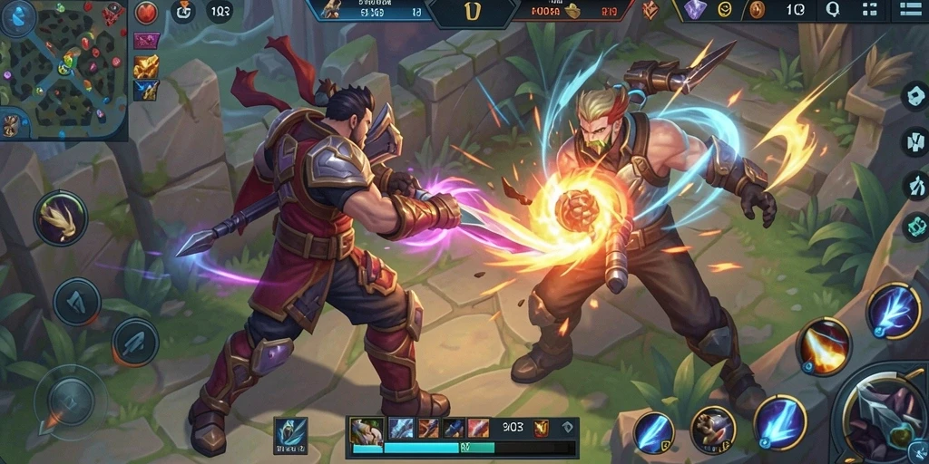 Gameplay H03 penuh aksi dan strategi dalam pertarungan MOBA.