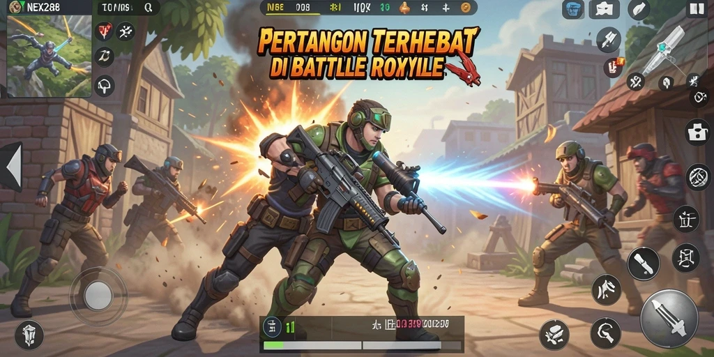 Gameplay seru NEX288 dalam mode Battle Royale.