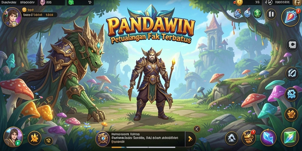 Tangkapan layar gameplay PANDAWIN dengan aksi pertempuran yang mendebarkan.