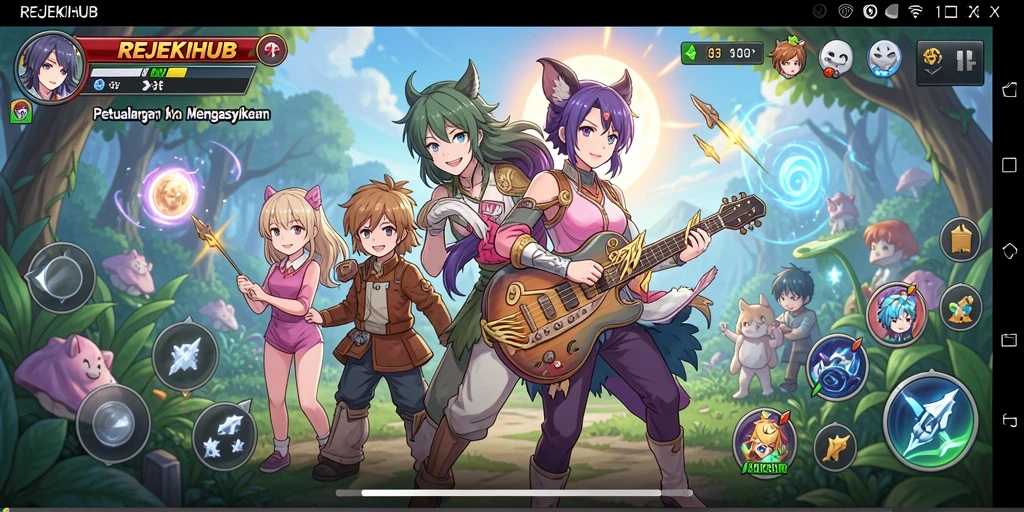 Tampilan gameplay seru dan penuh warna dalam dunia Anime.