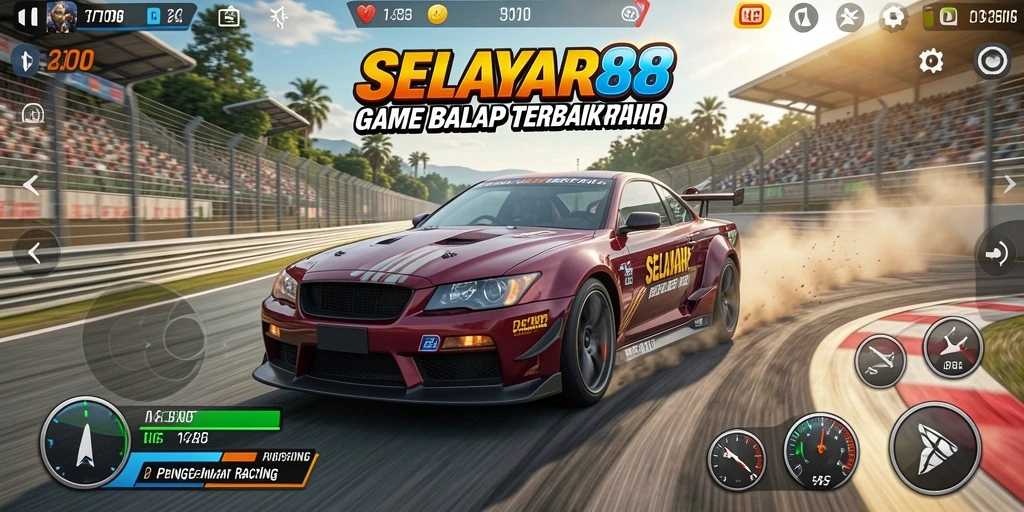 Tangkapan layar <strong>SELAYAR88</strong> menampilkan aksi balapan yang penuh adrenalin.