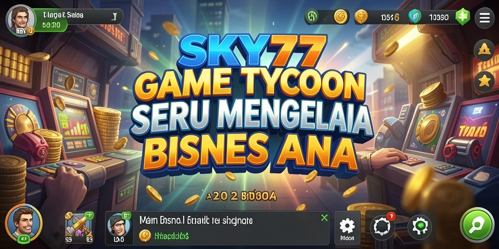 Tampilan gameplay menarik dari SKY77 yang menunjukkan manajemen bisnis.