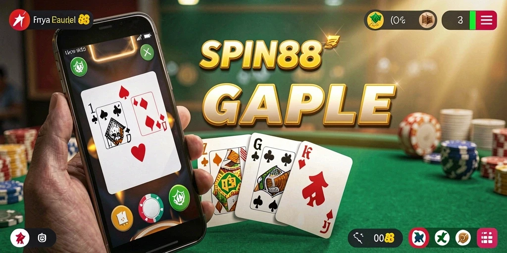 Tampilan layar permainan Gaple yang seru di SPIN88.