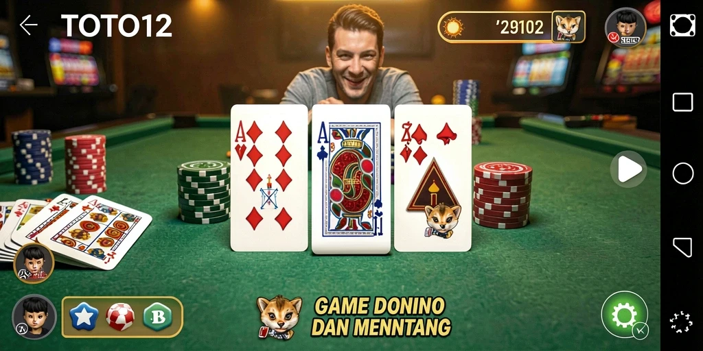 Screenshot gameplay TOTO12 menampilkan momen seru saat bermain domino.