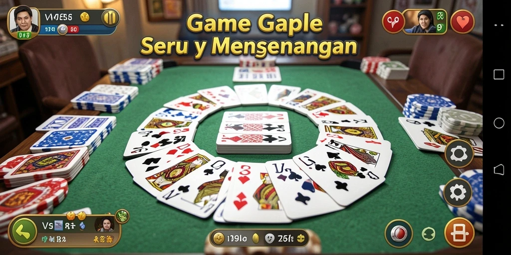 Tampilan gameplay V98 yang seru dan interaktif saat bermain Gaple.
